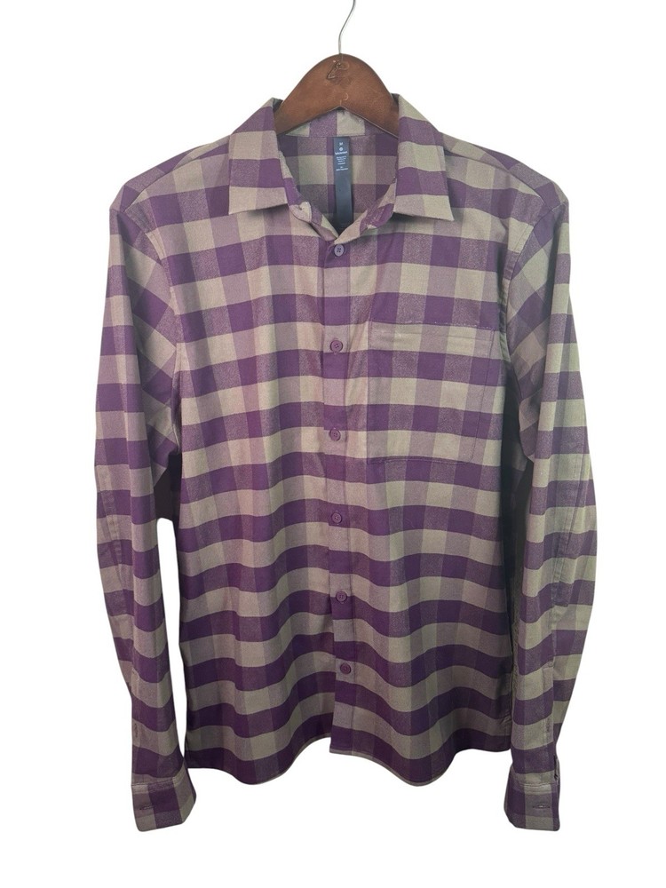 Lululemon Men’s Masons Peak Buffalo Plaid Button Up Shirt M Hidden Zip Pocket