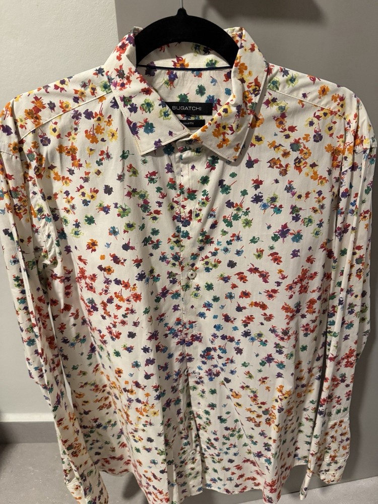 Bugatchi Men’s Uomo Floral Long Sleeve Shirt Size L