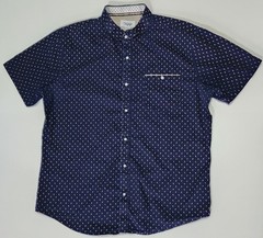 Craft + Flow Voyage Palm Trees Pattern Button Down Collared Navy Shirt Men’s XL
