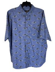 Woolrich Shirt Mens XL Blue Bird Dog Hunting Labrador Retriever Button Outdoor