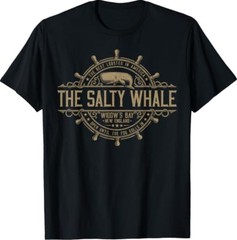 Funny The Salty Whale Vintage Nautical Harbor Widow’s Bay T-Shirt