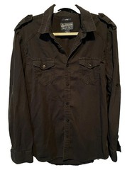 American Rag Cie Men’s L Black Solid Long Sleeve Button-Up Pockets