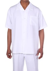 Men’s 2pc Walking Suit Short Sleeve Casual Shirt & Pants Set #2954