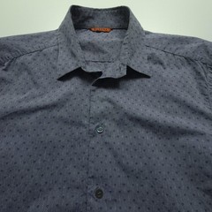 Barena Mens Shirt Size 52 Blue Geometric Print Cotton Button Up Italy Casual