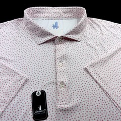 Johnnie O Featherweight Performance Golf Floral Print Polo White Red XL $110