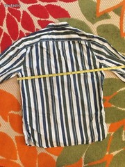Men’s Wrogn Regular Size Small White Blue Green Striped Long-Sleeve Button-Down
