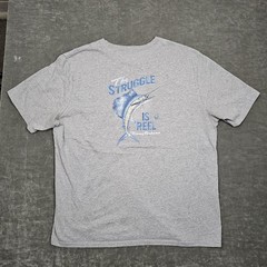 Tommy Bahama Shirt Mens XL Gray The Struggle Is Reel Funny Fish Graphic Tee