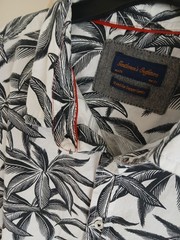 GENTLEMEN’S OUTFITTERS Black/White Palm Tree Hawaiian Cruise Beach Shirt 2X
