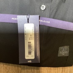 Stafford Mens Dress Shirt Black Performance Super Stain Release 19 34/35 – NWT