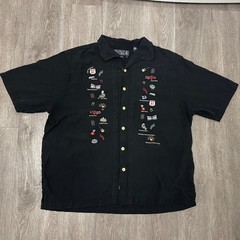 Nat Nast Shirt Mens 2XL Black Silk American Fit Rockabilly Bowling Limited