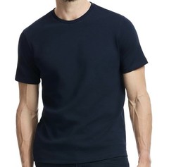Hugo Boss Mens Blue Solid Crew Neck Short Sleeve Jersey T-Shirt Logo XL