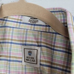 Peter Millar Mens Pastel Plaid Long Sleeve Button Front Business Casual Shirt Md