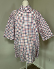 Jos. A. Bank Traveler Men’s White Blue Red Check Cotton Woven Shirt XL SS