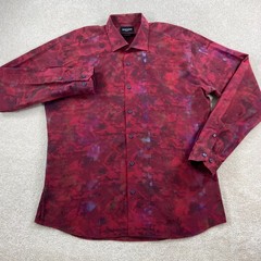 Maceoo Button Down Shirt Mens XL Red Luxor Camo Jacquard Italian Fabric LUXOR-12