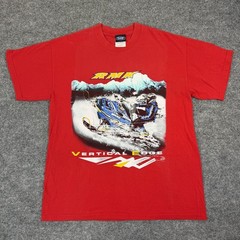 Vintage Polaris RMK Vertical Edge 900 Shirt Mens L Red Snowmobile Graphic Y2K