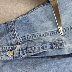 Vintage Levis Denim Shirt Mens Medium Light Wash Blue Cotton Button Down Faded