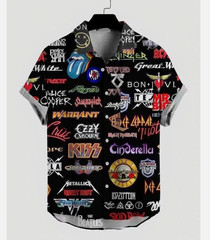 80s Rock Band Hawaiian Shirt, retro throwback music shirt, vintage