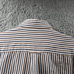 Back Bay Mens Casual Shirt Size M White Blye Brown Stripe Long Sleeve Button-Up