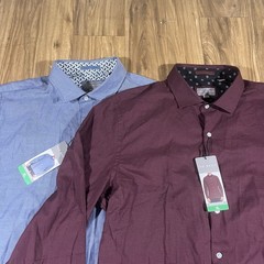 Ted Baker Button Up Shirt Men Extra Large Cotton Dress Blue and Red Lot of TWO