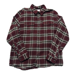 LL Bean Organic Cotton Slightly Fitted Flannel Shirt Plaid Marroon/Green Large