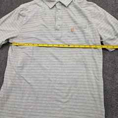 Johnnie-O Mens Hangin Out Polo Shirt Medium Blue Orange Striped Short Sleeve M