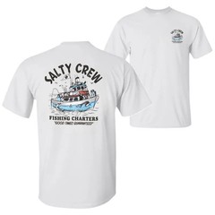 SALTY CREW Fishing Charters T-Shirt, Offshore Boat Angler Graphic Tee, Soft Cott