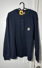 Carhartt Relaxed Fit Heavyweight LS Blue Henley Thermal TK4429-M Mens Sz M