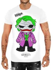 Avenue George V Paris Men’s White T-Shirt The Joker Tee Rhinestone Fitted NWT