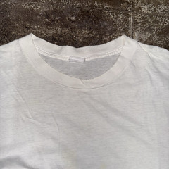 Vintage Plain White Single Stitch T-Shirt Mens XL Blank Combed Cotton Distressed