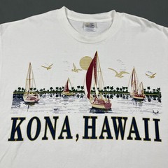Vintage Kona Hawaii Souvenir Graphic Tee XL White VTG 90s Y2K Unisex