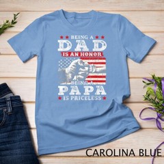 Mens Being Dad is an Honor Being Papa is Priceless USA Flag Unisex T-shirt