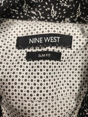 NINE WEST Mens M 15-15.5 Long Sleeve ButtonUp SlimFit Speckled Dress Shirt 0373
