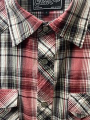 Men Elixir Button Down Red Black White Plaid Long Sleeve Shirt Size L
