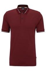 $128 Hugo Boss Men’s Logo Detail Regular Fit Polo Shirt Dark Red Size Medium