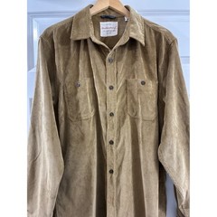 Weatherproof Vintage Mens Tan Khaki Corduroy Button Down Shirt Large WPL 11590