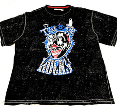Twoce Rocks Clown Face Twice T-Shirt Men XL Black Acid Washed Short Sleeve Stud