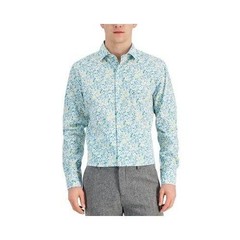 Bar III Shirt Men’s Size 15/15.5 XL White Blue Green Floral Slim Fit Cotton $65