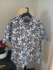 GENTLEMEN’S OUTFITTERS Black/White Palm Tree Hawaiian Cruise Beach Shirt 2X