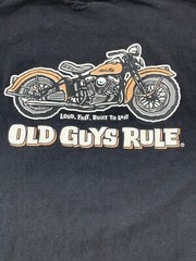 Old Guys Rule Motorcycle T-shirt Men Size M Black Two Sided Graphic Front Pocket