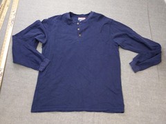 OshKosh Classic Shirt Mens Medium Blue Thermal Henley Long Sleeve 100% Cotton