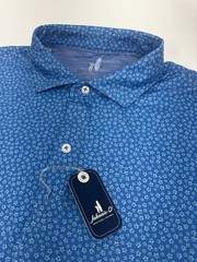 NWT Johnnie-O PLUMERIA Featherweight Star Print Golf Polo Shirt Blue LARGE $110