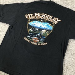 Harley-Davidson Shirt Mens XL Black Alaska Mt McKinley Denali Park Graphic Y2K