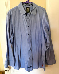English Laundry Slim Fit Polka Dot Cotton Dress Shirt Point Collar XL