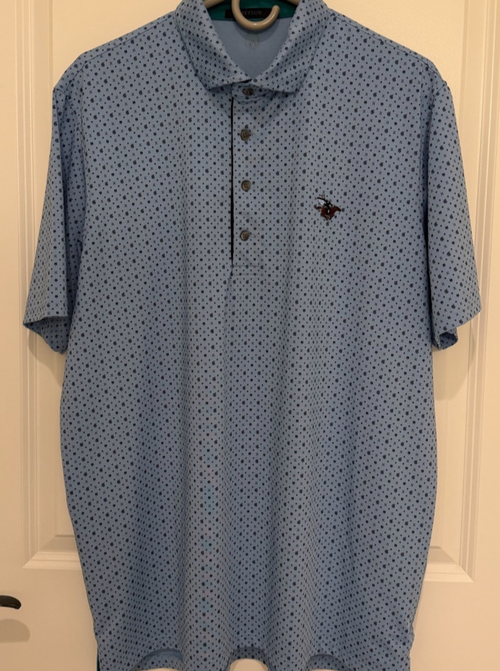 Greyson Mens Sleepy Hollow Country Club Icon Blue Golf Polo Shirt L Large NEW