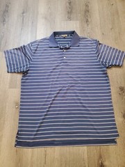 Peter Millar Summer Comfort E4 Element Mens XL Polo Shirt Golf Blue Gray Stripe