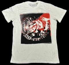Vintage Y2K $58 DIESEL White MOHICAN Short Sleeve Slim Fit Designer T-shirt NWT