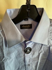 NWT Amanti Solid Blue LONG SLEEVE SHIRT Small S 15 x 34/35