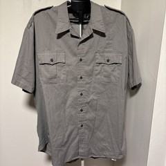 VF Imagewear Mens Gray Button Down Uniform Shirt Size L Epaulets Chest Pockets