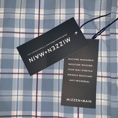 Mizzen + Main Men’s XXL Dress Shirt Leeward Trim Fit Blue Purple White Plaid