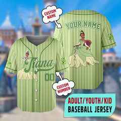 Custom Disney Princess Tiana Baseball Jersey Custom Tiana Baseball Jersey Team D